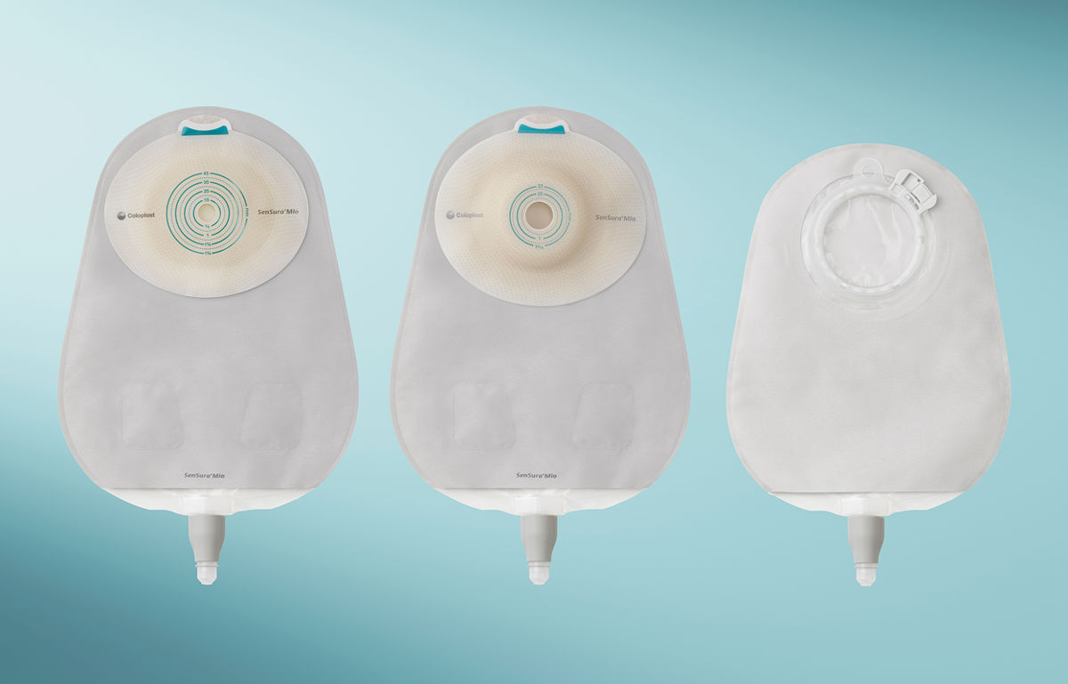 Drei Varianten des SenSura Mio Urostomiebeutels